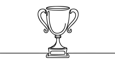 Kupa kupası yarışmasının aralıksız bir çizimi. Kupa çizgisi sanat vektörü çizimi. Düzenlenebilir vuruş.