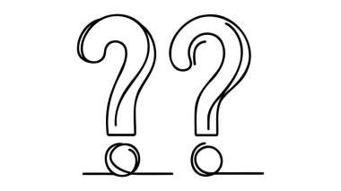 Question mark linear background. One continuous drawing of a question mark. Vector illustration.