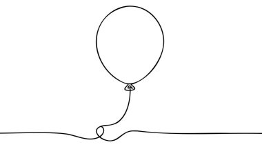 Tek sıra sanat balonu. Bayram bayramı hediye konsepti. Doğum günü partisi dekorasyonu helyum balonu siluet tasarımı. Bir çizim çizimi vektör illüstrasyonuName