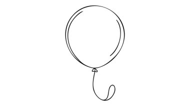 Tek sıra sanat balonu. Bayram bayramı hediye konsepti. Doğum günü partisi dekorasyonu helyum balonu siluet tasarımı. Bir çizim çizimi vektör illüstrasyonuName