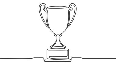 Kupa kupası yarışmasının aralıksız bir çizimi. Kupa çizgisi sanat vektörü çizimi. Düzenlenebilir vuruş.