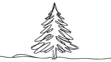 Noel ağacı arkaplanı. Bir çizgi arkaplan çiziyor. Yılbaşı ağacı ikonunun aralıksız çizimleri. Vektör illüstrasyonu.