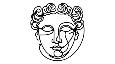 Carnival mask lineart vector illustration. Continuous one line design. clipart