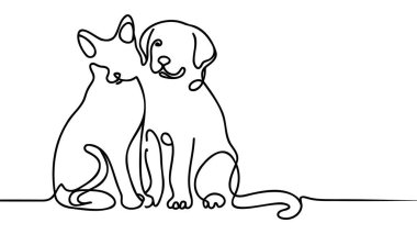 Soyut köpek. Sürekli çizgi çizimi.