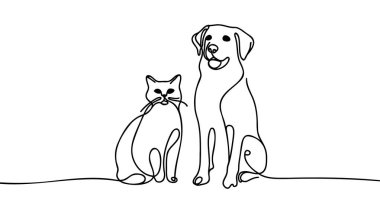 Soyut köpek. Sürekli çizgi çizimi.