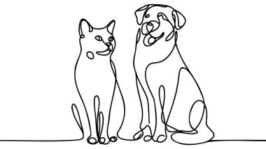 Soyut köpek. Sürekli çizgi çizimi.