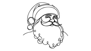 Noel Baba suratı. Noel Baba 'nın aralıksız portresi. Bir çizgi Siyah Beyaz Noel Baba 'nın resmini çiziyor. Mutlu yıllar.