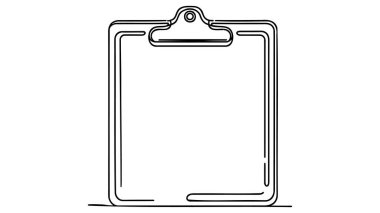 Kontrol listesi ve kalemle Pano 'nun aralıksız çizimi. Test uzmanlığı için kene ve konsept içeren listeler yapmak ve basit doğrusal biçimde sınav yapmak. Düzenlenebilir felç. Doodle vektör illüstrasyonu