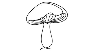 Continuous one line drawing of mushroom. Vector illustration.