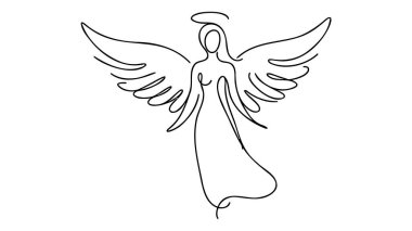 Continuous one line drawing of angel. Angel concept minimalist design for logo isolated on white background. Vector illustration. clipart