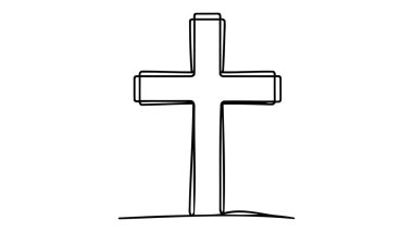 Sürekli olarak dinin sembolünün bir çizgisi çizildi. Vektör illüstrasyonu.