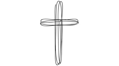 Sürekli olarak dinin sembolünün bir çizgisi çizildi. Vektör illüstrasyonu.