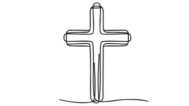 Sürekli olarak dinin sembolünün bir çizgisi çizildi. Vektör illüstrasyonu.