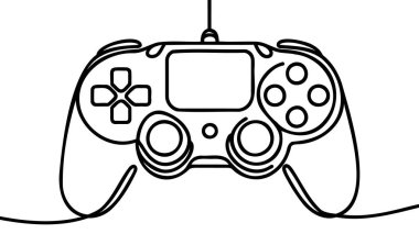 Continuous one line drawing of Game controller. Gamepads line art vector illustration.