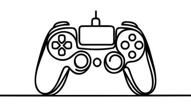 Continuous one line drawing of Game controller. Gamepads line art vector illustration.
