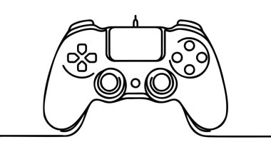 Continuous one line drawing of Game controller. Gamepads line art vector illustration.