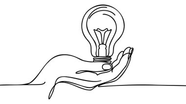 Ampul sembolü fikri ile sürekli bir çizgi çizmek. Büyük bir fikir..