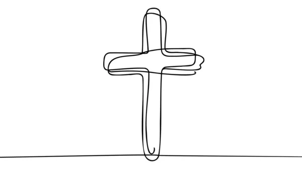 Sürekli olarak dinin sembolünün bir çizgisi çizildi. Vektör illüstrasyonu.