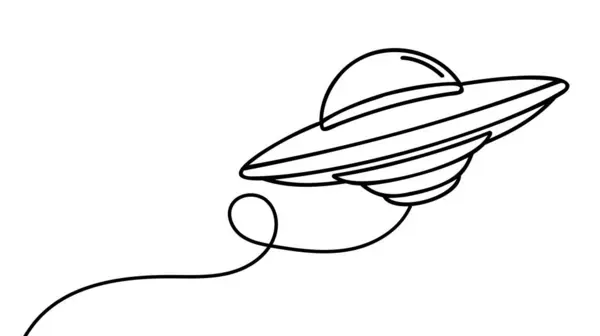 Continuo Dibujo Una Línea Ovni Objeto Volador Identificado Concepto Espacio Ilustración de stock