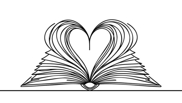 Livre Ouvert Coeur Illustration Vectorielle Continue Dessin Vectoriel Livre Cœur Vecteur En Vente