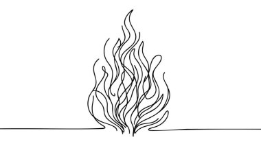 Aralıksız ateş, bir çizgi ateşle izole edilmiş vektör ateşi çizimi.