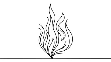 Aralıksız ateş, bir çizgi ateşle izole edilmiş vektör ateşi çizimi.