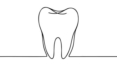 Devamlı diş çizimi. Diş çizgisi simgesi. Bir çizgi arkaplan çiziyor. Vektör çizimi. Diş sürekli çizgi simgesi