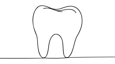 Devamlı diş çizimi. Diş çizgisi simgesi. Bir çizgi arkaplan çiziyor. Vektör çizimi. Diş sürekli çizgi simgesi
