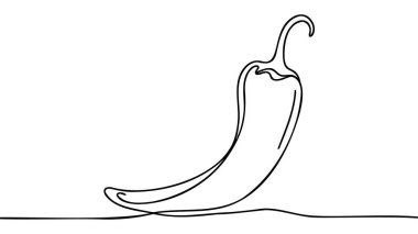 Sürekli taze baharatlı acı biber çizimi. Taze meyve ve sebzeler için sanat konsepti. Vektör illüstrasyonu.