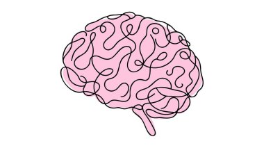 Bir çizgi beyin tasarımı silueti. Logo tasarımı. El çizimi minimalizm tarzı.