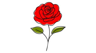 Gül çiçeği ikonu. Sürekli bir çizgi çiziyor. Vektör illüstrasyonu.