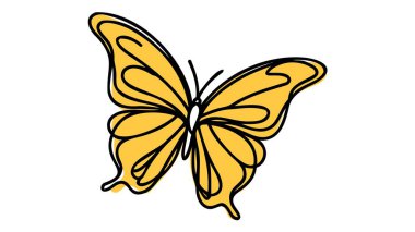 Kelebek aralıksız bir çizgi çiziyor. Güzel olmak için uçan güve ya da güzellik salonu logosu ya da basit doğrusal tarzda bölücü konsept. Düzenlenebilir felç. Doodle vektör illüstrasyonu