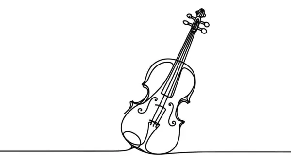 Violin One Line Art Continuous Line Drawing Musical Instrument — Stock Vector
