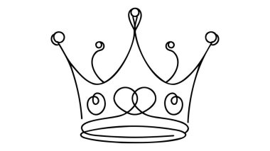 Sürekli bir sıra kraliyet tacı çizimi. Basit kral çizgisi sanat tasarımı. Düzenlenebilir aktif vuruş vektörü.