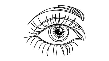 İnsan gözünün vektör çizimi. Modern bir sanat eseri. Posterler, duvar kağıtları, dövme, tişört baskısı veya nakış ve sosyal medya tasarımı gibi ev dekorasyonu olarak kullanılabilir