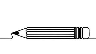 Tek bir sürekli kalem çizimi. Kalem simgesi. Okula minimalist tarzıyla dön. Eğitim konsepti. Modern bir çizgi çizimi grafik tasarım vektörü çizimi.