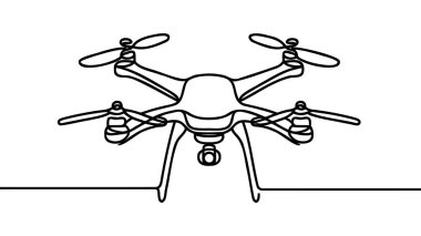 Bir tane insansız uçak çizimi, insansız uçak vektör çizimi. Video konsepti için modern hava aygıtı. Modern sürekli çizgi çizimi tasarımı
