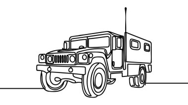 Askeri Birlik Nakliye Aracı kesintisiz tek çizgi çiziyor.