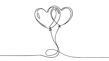 İki Hearts Continuous One Line Çizgisi. Sevgililer Günü konsepti. Kalp Çifti Minimalist İllüzyon. Minimalist Konferans Sanatına bayılırım. Vektör illüstrasyonu