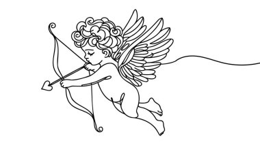 Küçük melek Cupid 'in aralıksız çizimleri. Vektör illüstrasyonu