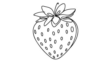 İzole edilmiş vektör nesnesinin sürekli çizimi - çilek.