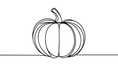 Meyve bahçesi logosu kimliği için tek bir tane sağlıklı organik balkabağı çizimi. Meyve bahçesi ikonu için taze sonbahar meyvesi konsepti. Modern bir çizgi çizimi tasarım vektörü çizimi