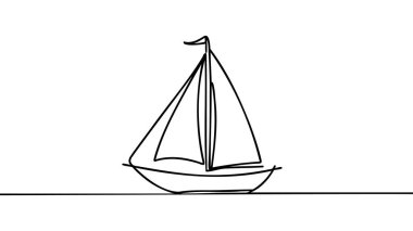 Yelkenli sürekli bir çizgi çizim. İş simgesi.