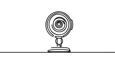 Web kamerası beyaz arkaplanda sürekli bir çizgi simgesi.