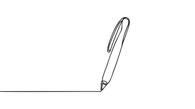Sürekli bir kalem çizimi. Basit doğrusal biçimde eğitim ve eğitim kavramının kalem sembolü. Contour ikonu. Doodle vektör illüstrasyonu.
