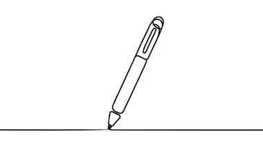 Sürekli bir kalem çizimi. Basit doğrusal biçimde eğitim ve eğitim kavramının kalem sembolü. Contour ikonu. Doodle vektör illüstrasyonu.