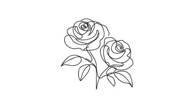 Gül çiçeği ikonu. Sürekli tek bir çizgi çiziyor..