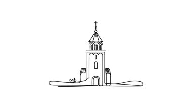 Tek sıra şeklinde büyük kule. Basit modern sürekli minimalist biçim vektörü.