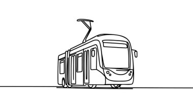 Bir çizgi tramvay tasarımı - El çizimi minimalizm stili vektör çizimi.