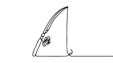 Sürekli bir olta atma çizgisi. Balıkçılık hobisi tatil konsepti. Dinamik tek çizgi tasarım grafik vektör çizimi